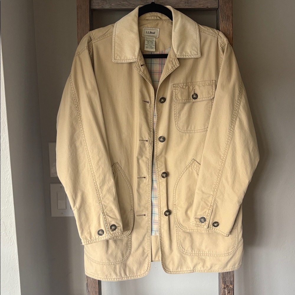 LL Bean Vintage Chore Jacket With Plaid Lining Small